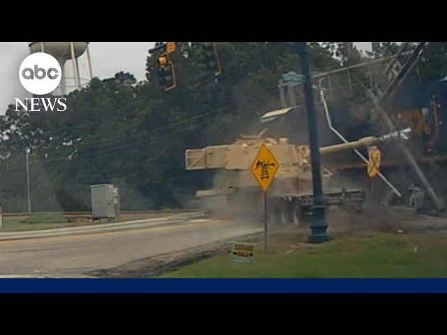 ⁣Train slams into 18-wheeler carrying military vehicle in South Carolina