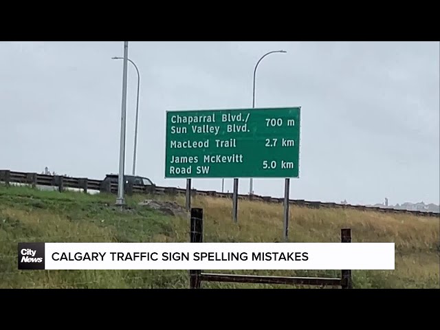 ⁣Calgary traffic sign spelling mistakes