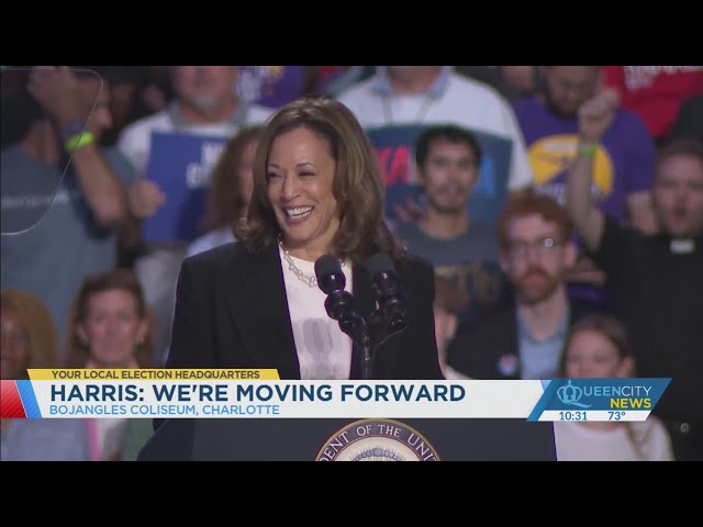 ⁣Harris talks Trump debate, economy at Charlotte rally