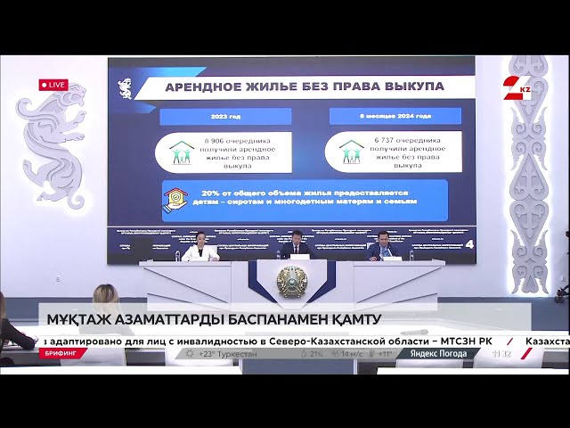 ⁣Брифинг. Мұқтаж азаматтарды баспанамен қамту