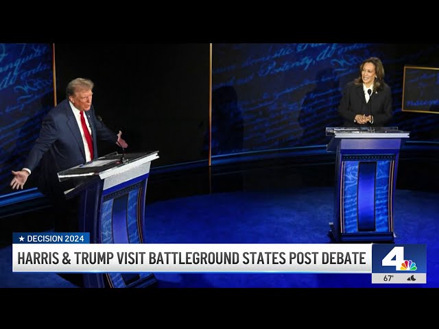 ⁣Harris and Trump visit battleground states after first debate