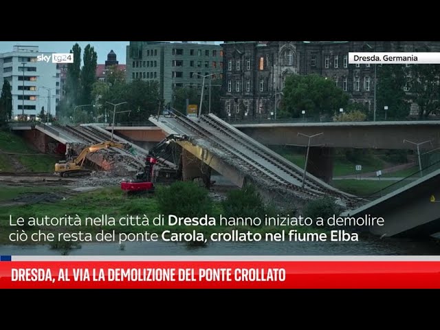 ⁣Dresda, al via la demolizione del ponte crollato