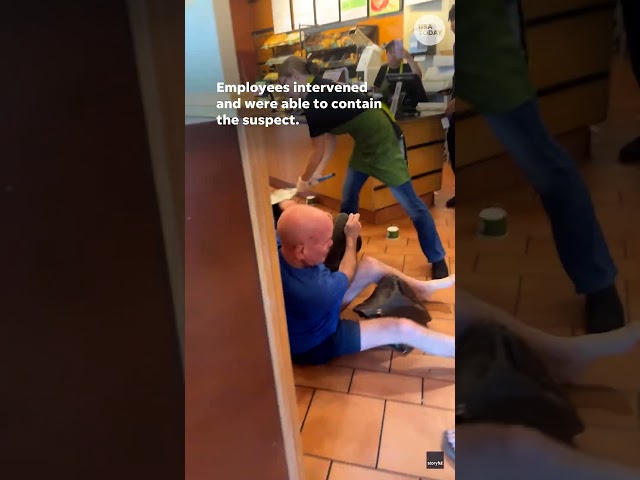 ⁣Watch: Panera Bread employees work together to stop violent customer #Shorts