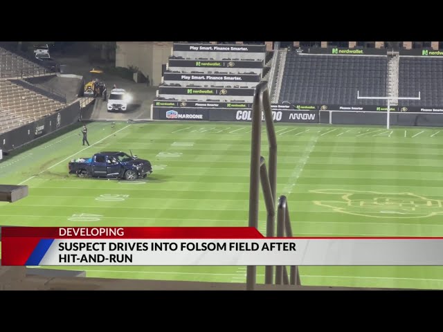 ⁣Suspect drives onto Folsom Field after hit-and-run