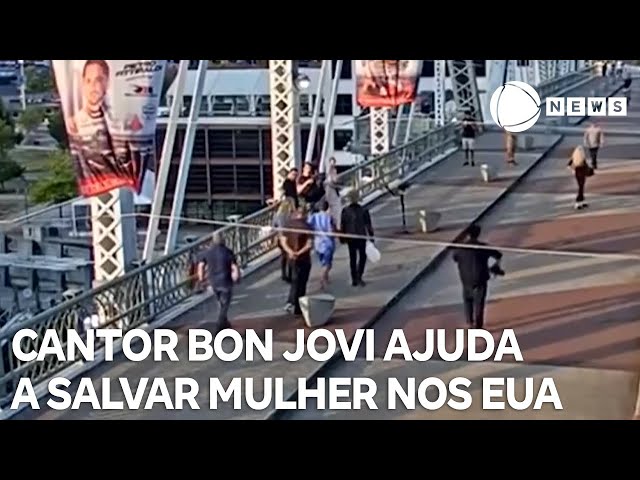 ⁣Cantor Bon Jovi ajuda a salvar mulher que queria se jogar de ponte nos EUA