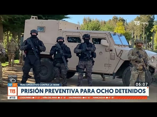 ⁣En prisión preventiva quedan los 8 detenidos tras mega operativo contra Weichán Auka Mapu