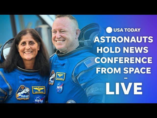 ⁣Starliner astronauts hold news conference from space