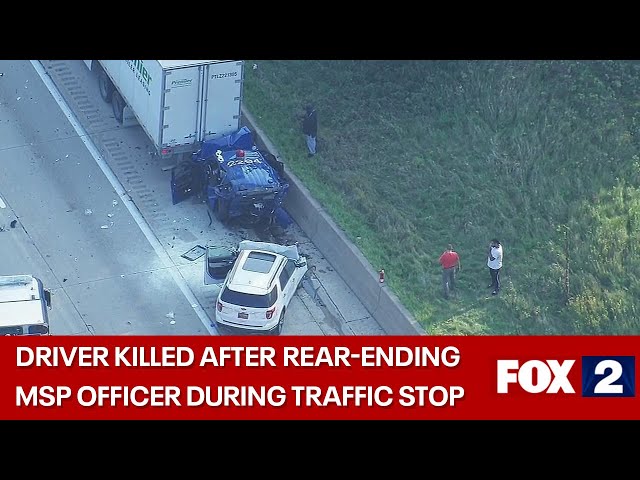 ⁣MSP officer rear-ended during traffic stop, driver killed