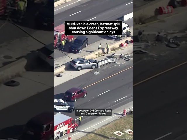 ⁣Multi-vehicle crash, hazmat spill shut down Edens Expressway causing significant delays