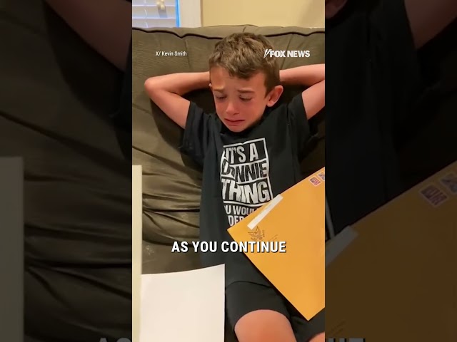 ⁣Boy brought to tears after receiving gift from Trump