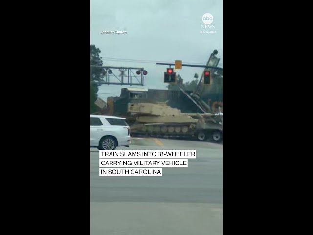 ⁣Dramatic video shows train plow into semi carrying tank in South Carolina