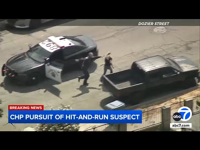 ⁣Chase in LA ends after suspect drives recklessly, gets tackled by CHP