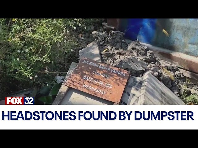 ⁣Muslim headstones found by Chicago cemetery dumpster