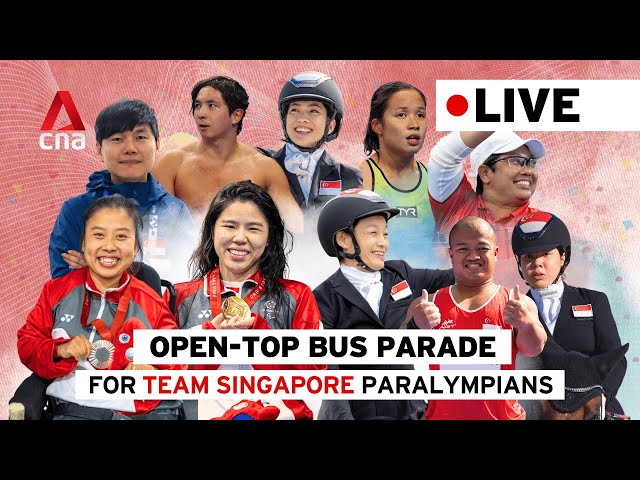 ⁣[LIVE] Open-top bus parade for Team Singapore Paris Paralympic athletes