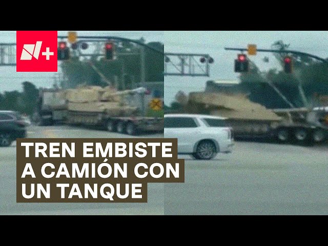 ⁣Tren embiste a camión que remolcaba un tanque - N+