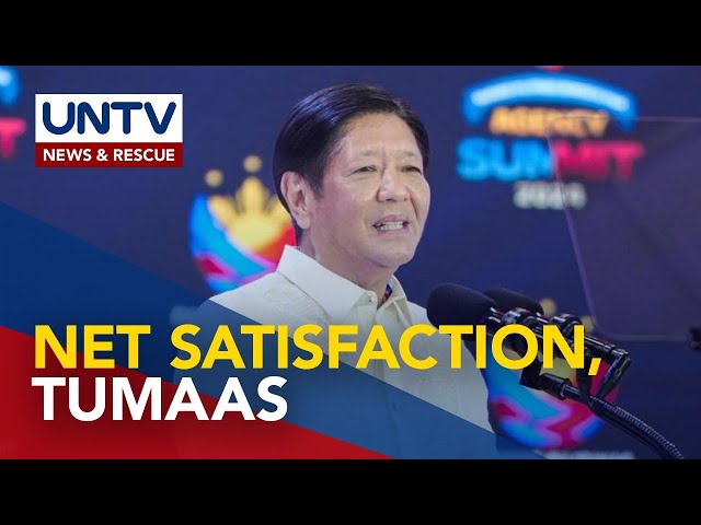 ⁣Net satisfaction ratings ng PBBM admin para sa 2nd quarter 2024, tumaas—SWS survey