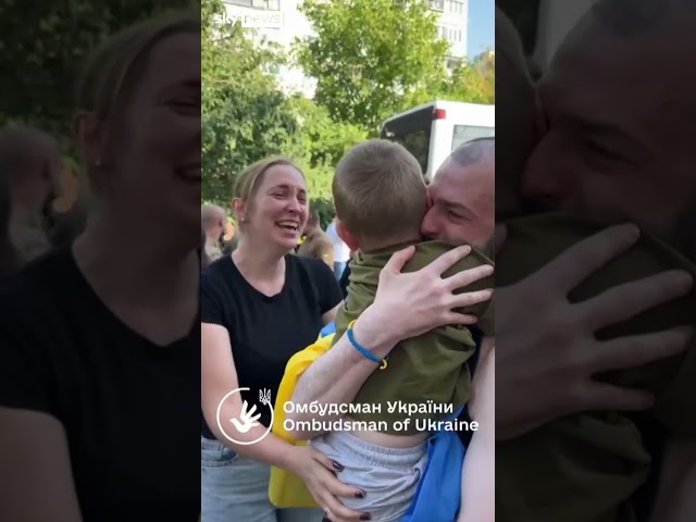 ⁣Ukrainian prisoner of war reunites with son