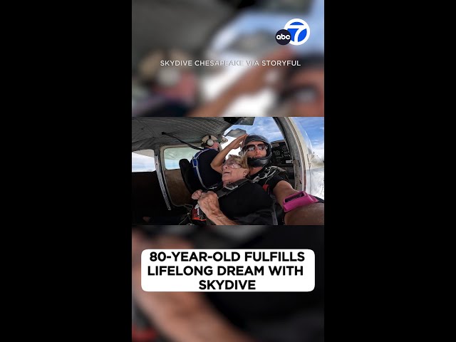 ⁣80-year-old fulfills lifelong dream to skydive