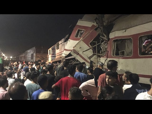 ⁣At least three people killed after two passenger trains collide in northern Egypt