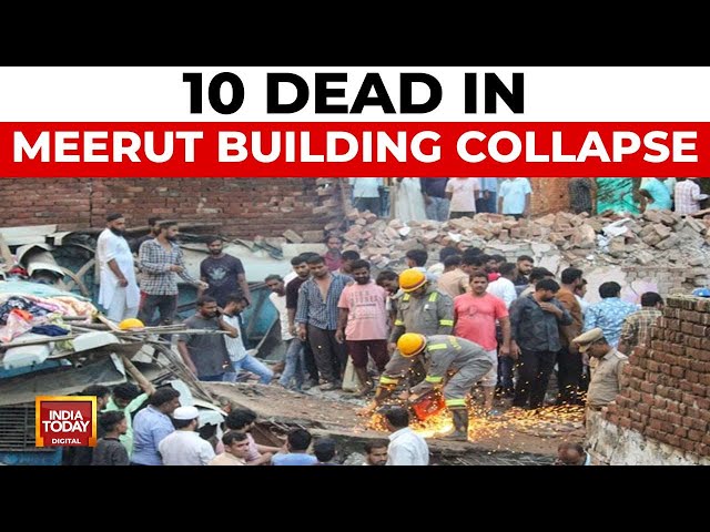 ⁣Deadly Building Collapse in Meerut, Uttar Pradesh Claims 10 Lives