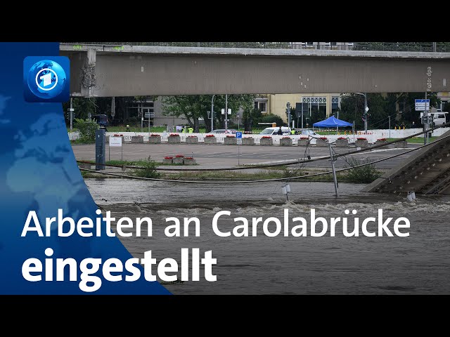 ⁣Vor dem Hochwasser: Lage an der Carolabrücke in Dresden