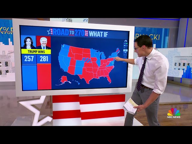 ⁣Steve Kornacki: What the road to 270 looks like for Kamala Harris and Donald Trump