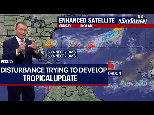 ⁣Disturbance near Carolinas trying to develop