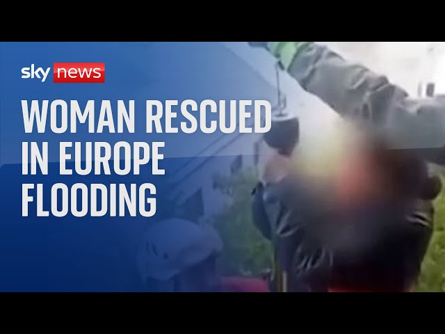 ⁣Floods in Europe: Woman rescued by helicopter