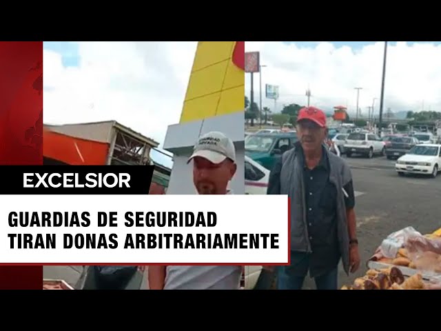 Guardias de seguridad tiran donas a abuelito en plaza de Uruapan