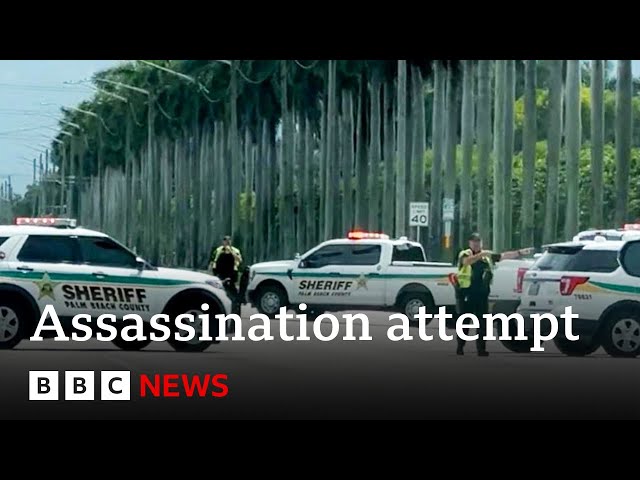 ⁣Man in custody after "apparent assassination attempt" on Trump | BBC News