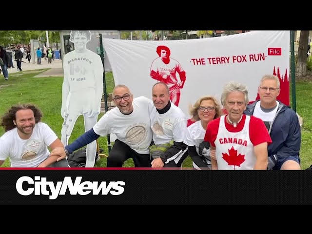 ⁣Honouring Eddy Nolan at 44th Terry Fox Run in Montreal's Old Port