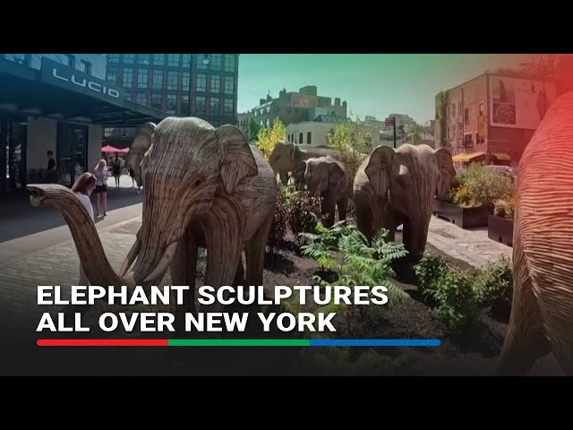 ⁣Elephant sculptures all over New York send a message on co-habitation between man and animal