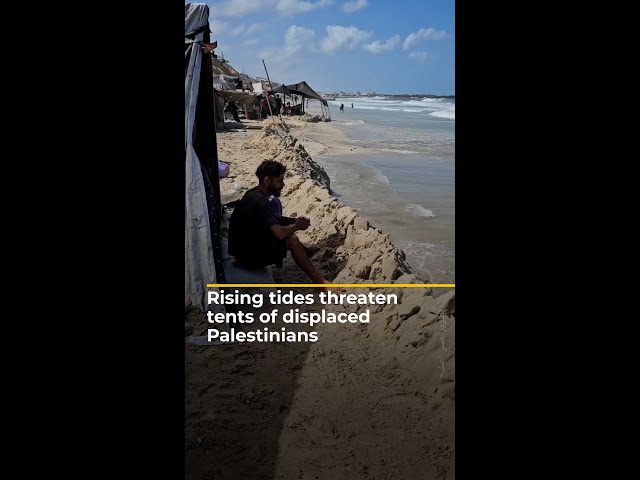 ⁣Rising tides threaten tents of displaced Palestinians | AJ #shorts