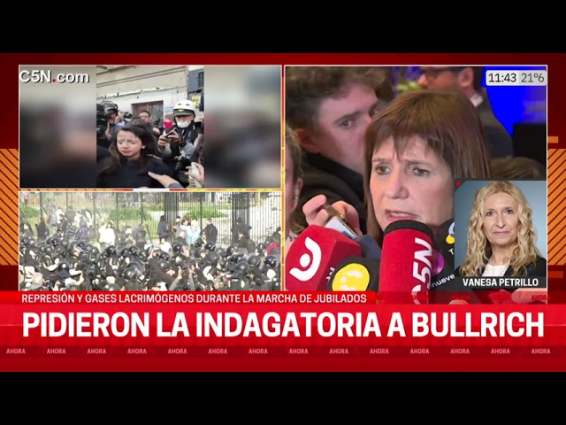 ⁣PIDIERON la INDAGATORIA a BULLRICH por la REPRESIÓN durante la MARCHA de JUBILADOS