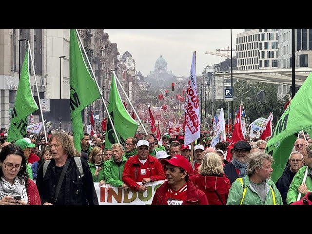 ⁣Thousands rally in Brussels to back Audi workers and call for EU industrial action