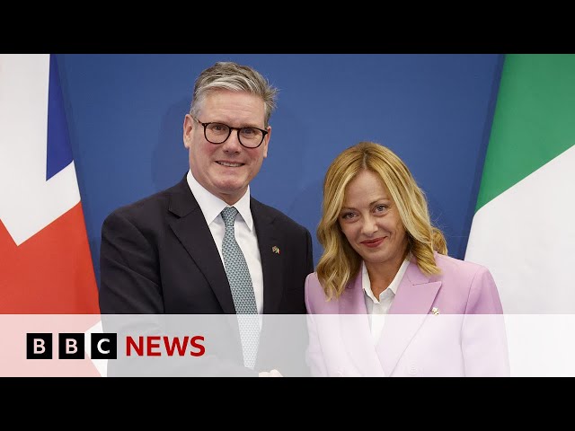 ⁣UK and Italy leaders Starmer and Meloni meet to discuss migration | BBC News