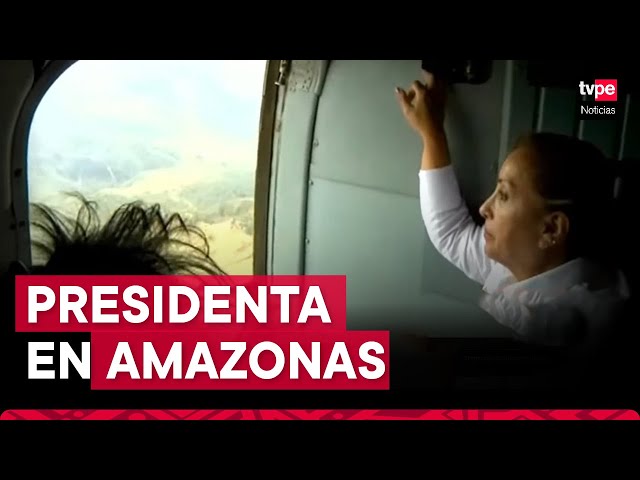 ⁣Presidenta Boluarte llega a Amazonas para continuar monitoreo y acciones por incendios forestales