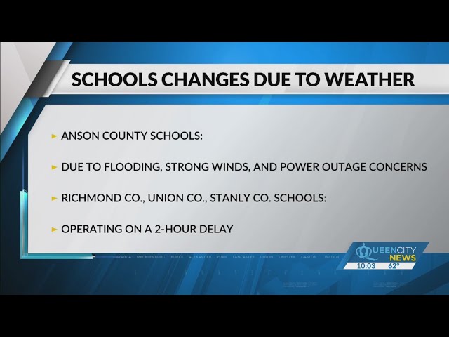 ⁣Schools canceled or delayed due to weather on Tuesday