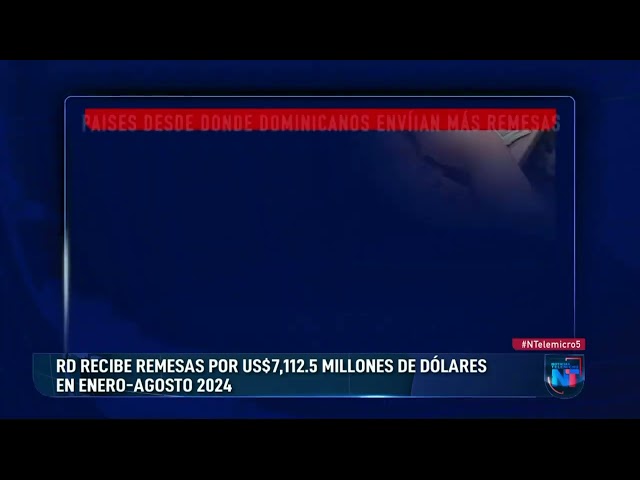 ⁣RD recibe remesas por us$7,112.5 millones de dólares en enero-agosto 2024