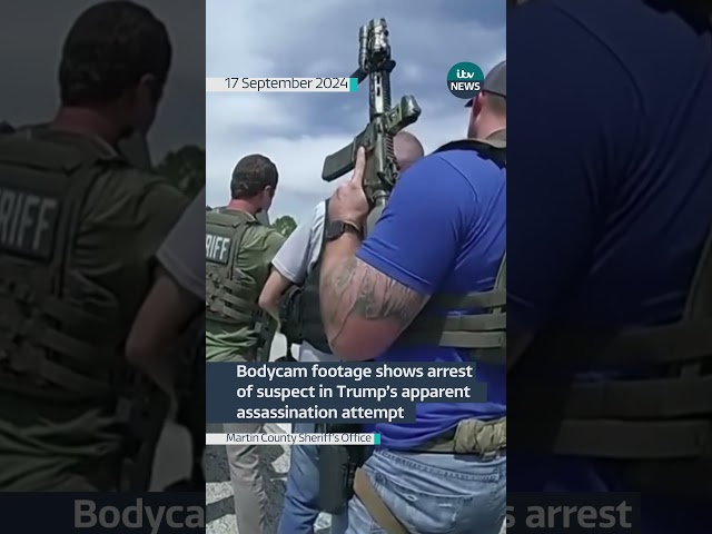 ⁣Bodycam footage shows arrest of suspect in Trump’s apparent assassination attempt | ITV News