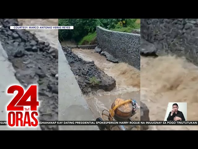 ⁣Pader, gumuho dahil sa ragasa ng baha; ilang kalsada sa Albay, hirap madaanan | 24 Oras