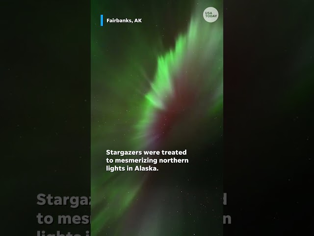 ⁣Stunning aurora erupts above observers #Shorts