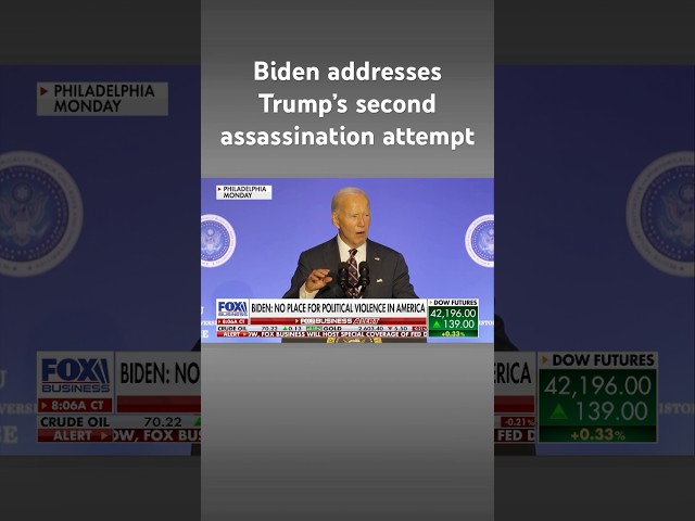 ⁣Biden responds to Trump’s second assassination attempt: ‘No place’ for violence #shorts