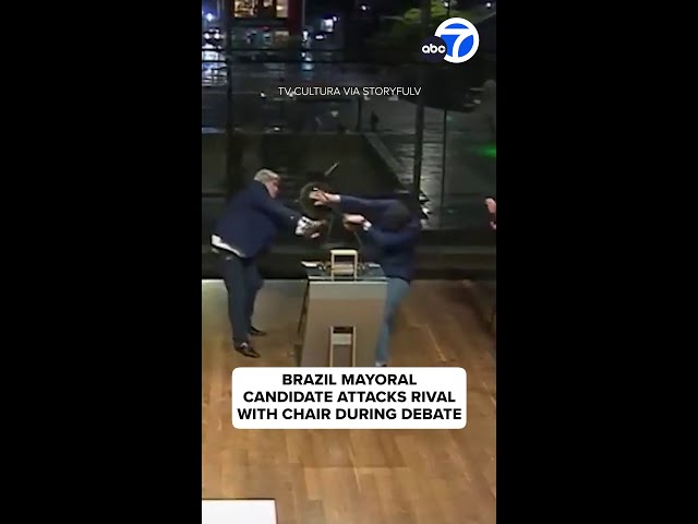 ⁣Brazil mayoral candidate attacks rival with chair during debate