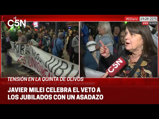 ⁣TENSIÓN y CACELORAZO de JUBILADOS en la PUERTA de la QUINTA de OLIVOS