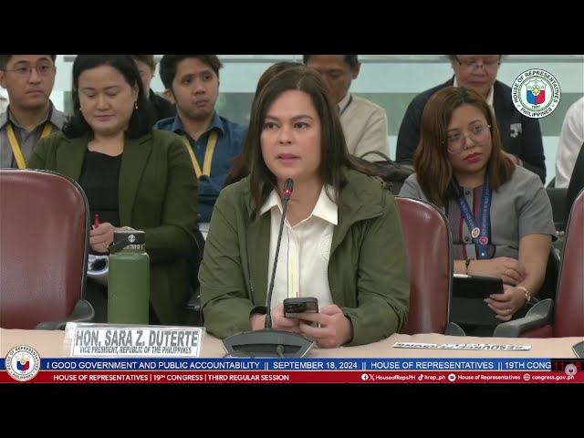 ⁣VP Duterte during House hearing: “What you are trying to do is make a case for impeachment”