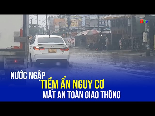 ⁣Nước ngập tiềm ẩn nguy cơ mất an toàn giao thông