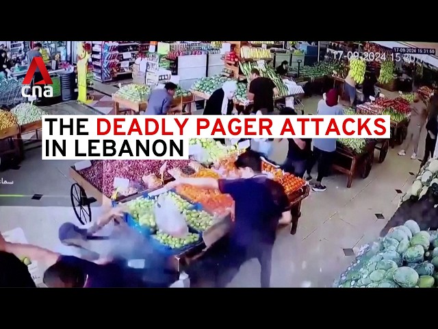 ⁣CCTV captures moment of explosion in deadly pager attacks in Lebanon