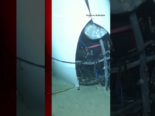 ⁣Footage shows wrecked Titan sub tail cone lying on sea floor. #TitanSub #Titanic #BBCNews