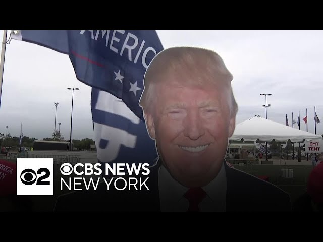 ⁣Trump supporters begin packing Nassau Coliseum parking lot